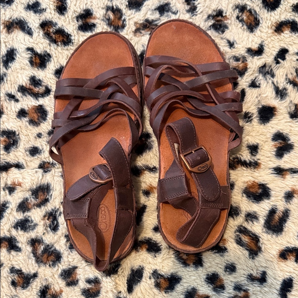 Chaco Brown Multi-Strap Leather Sandals